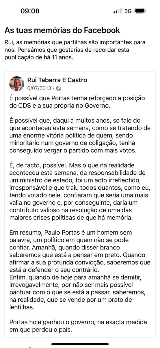 o facebook lembrou-me ontem que o irrevogável foi há 11 anos