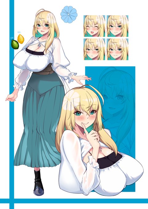 宣伝も兼ねてSkebなど依頼でデザインさせて頂いたオリキャラやうちの子(よその子)上げていきますー 
ユーレカさん、レモンなど柑橘系モチーフで長身でスラっとした感じとおっぱいのフォルムを意識しました 