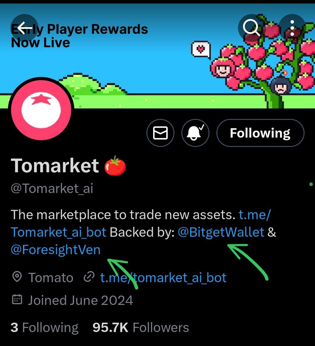 CryptoGurujiOG's tweet photo. 💥 @Tomarket_ai New Telegram Bot
👀 Backed by @BitgetWallet & @ForesightVen
Join now - https://t.co/qojeN4vSeQ
🟢 Collect $TOMATO every hour
🟢 Play Tap Game to earn more
#TelegramBot #NewTelegramBot #TaptoEarnBot #NewMiningBot #Memefi #HamsterKombat #PixelTap #Gemz https://t.co/arAPGEIphu