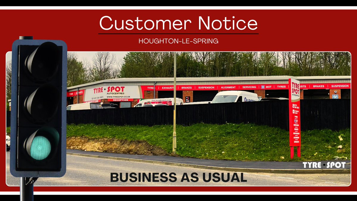 Starting Monday, July 8th, there will be temporary traffic lights in place near to our Houghton branch. We want to reassure you that it's business as usual for us!

Check out the services we offer at this branch and book online by following this link: tyrespot.co.uk/branches/hough…