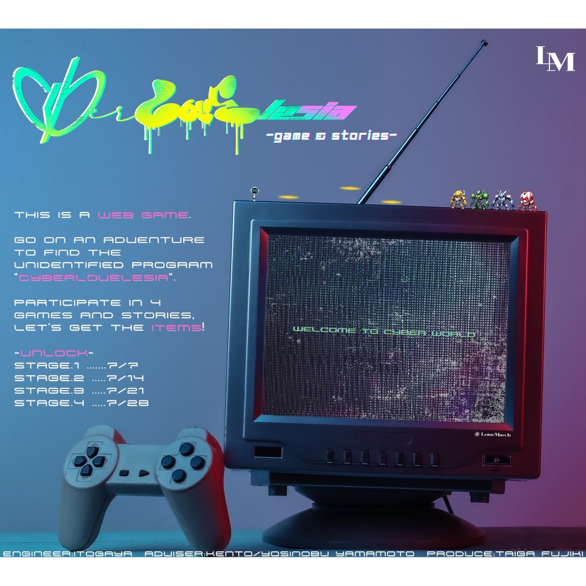 【official info】🎮🕹️👾📱🖥️
『WEB GAME STAGE.1 release』
🔗GAME SITE🔗atelierapollo.github.io/cyberlovelesia…

ゲームをクリアした方のなかで抽選で1名Cyber LOVElesia 【EP】サイン入りCDをプレゼント💿ゲームクリア後にでてくるクリア画面をスクショしてSNSに#LoneMarchをつけて投稿📲

#CyberLOVElesia