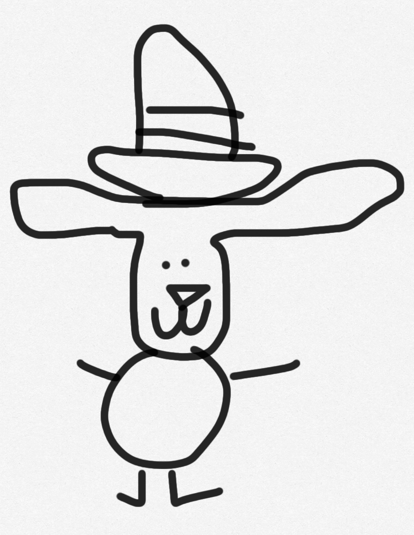 Vu que ça fait longtemps que j’ai pas tweeté, voici un dessin de lapin avec un chapeau 👍 (il se protège du soleil)