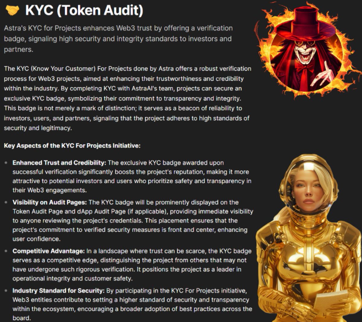 SebastianWols17's tweet photo. The Solution Built For Projects
$ASTRA KYC

As I started to be an Entrepreneur and created my 1 man company, I started to realize how much KYC is important to me, I have to stay vigilant and always research very deep to not get into any problematic situation.

This is why I like the idea from @AstraAIofficial and their  Astra KYC, that let`s projects to complete the KYC process and get a badge of trust from investors!

$ASTRA provides the KYC at the highest standard! It not only gets project visibility on audit pages, but also upgrades their trust and credibility in investors eyes! Thus bringing more big eyes on them!

For degens Know Your Customer, is non important, but for the big investors and bigger money it is, as getting that 100K+ into something that has no trust score would be a dumb idea...

@AstraAIofficial builds the solutions to the existing problems, and here I stand with them as we have the same goal of making the space more secure and bring more adoption, providing solutions for the masses!

I am happy to find such team!
Per Aspera Ad Astra!
Let`s go