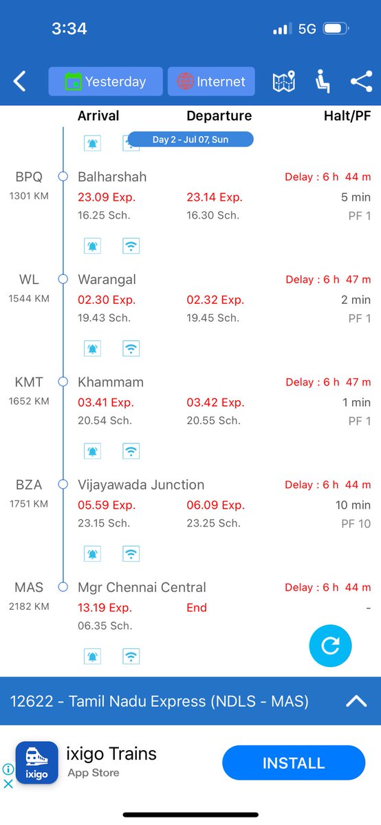 Jagadish_iitm's tweet photo. If train is running late by more than 6 hours then what would be the compensation for the passenger who has booked his/her ticket to reach his destination as per their plan? 
Tamilnadu Express 12622 @SCRailwayIndia @srdom_sc https://t.co/tk5OeJRDXr