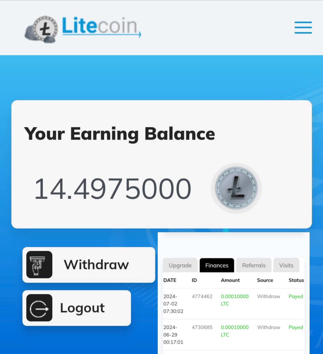 chasenwealth's tweet photo. I found a website 💻 that #GIVEAWAY 0.0001000 LTC every single day‼️🤫

🎁 No investment 
🔐 No gas fees 
🤑 Daily Withdrawal 

CLAIM YOUR FREE LTC 
https://t.co/oLANgUb88z

#Crypto #CryptoNews #makemoneyonline #profit https://t.co/m3LHeqxwwH