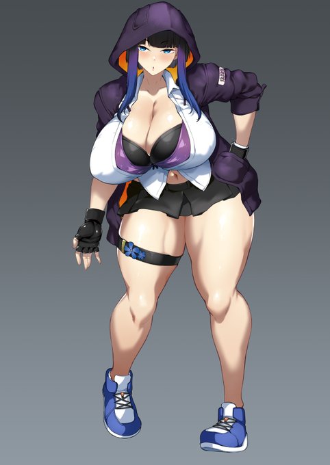 Skebでデザインさせて頂いたよその子ルリコさんです。最近のご依頼で、いつも描かせて頂いているまつりちゃんの相方で格闘キャラとのことでした。小物のデザインなど決めるのが楽しかったです。 