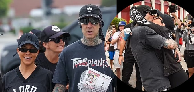 Kourtney Kardashian Gets a Celebratory Kiss from Husband Travis Barker at the Finish Line of His 'Run Travis Run' 5K in Los Angeles