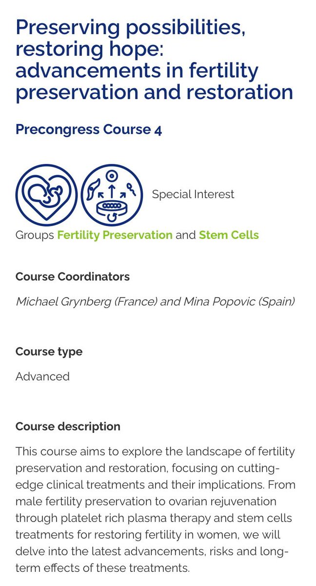 Eugin_Group (@eugin_group) on Twitter photo Today our Scientific Director Dr. <a href="/mina_popovic_/">Mina Popovic</a>, and coordinator of the Special Interest Group Stem Cells (@eshre), is taking part in the
🔵Precongress Course 4: "Preserving possibilities restoring hope: advancements in fertility preservation and restoration". ❄️ Today our Scientific Director Dr. <a href="/mina_popovic_/">Mina Popovic</a>, and coordinator of the Special Interest Group Stem Cells (@eshre), is taking part in the
🔵Precongress Course 4: "Preserving possibilities restoring hope: advancements in fertility preservation and restoration". ❄️