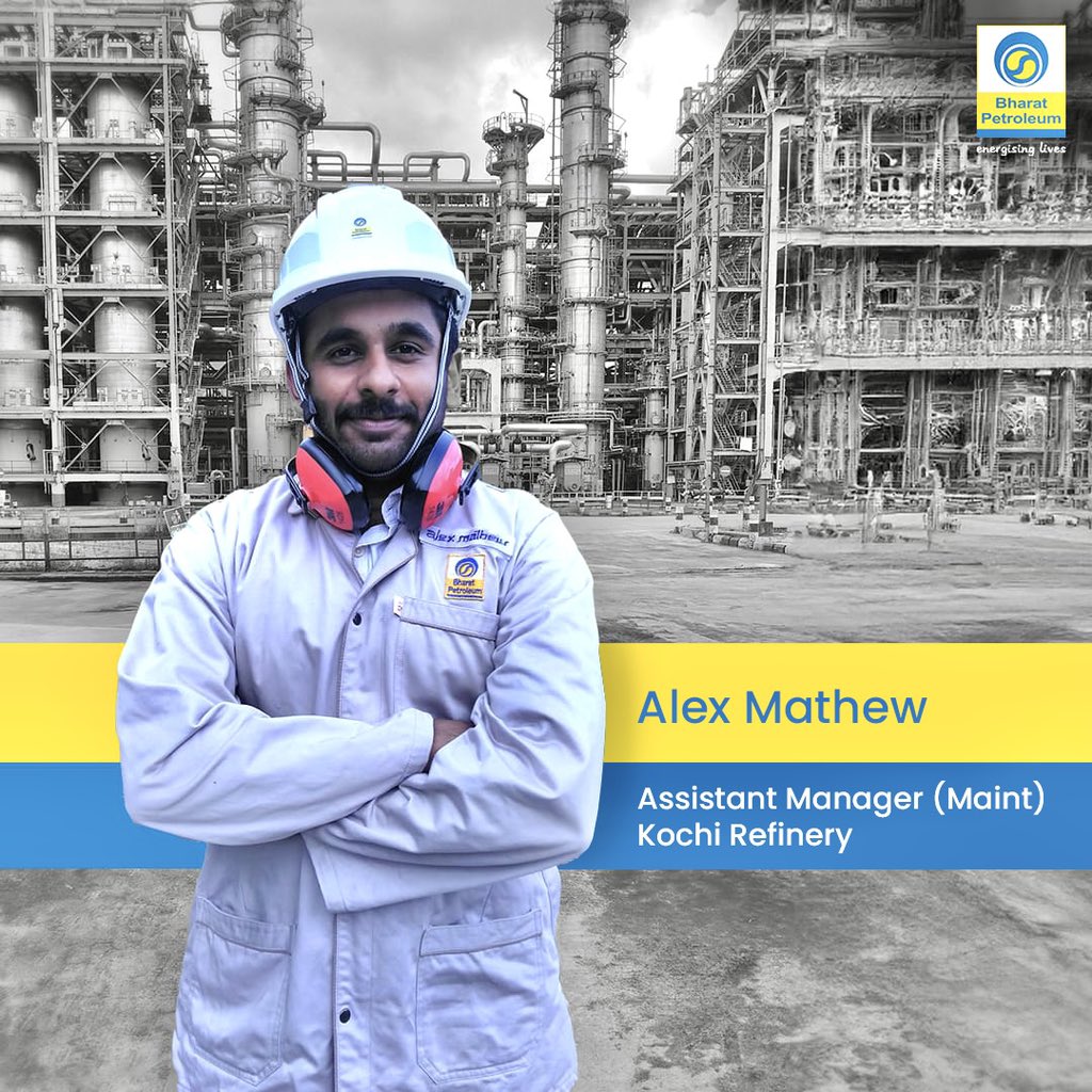 BPCLimited's tweet photo. Introducing Alex Mathew in #HumansOfBPCL!
Alex is a Mechanical Engineer from the College of Engineering, Trivandrum, class of 2018. He joined BPCL right after graduation and has made remarkable contributions to the Integrated Refinery Expansion Project (IREP) at Kochi Refinery.
A tech enthusiast with extensive exposure to diverse machinery, Alex is a member of the American Petroleum Institute's Committee on Refinery Equipment and the American Society of Mechanical Engineers' Codes and Standards. His expertise has also led him to join the task force on Slewing Ring Bearings (SRB) standards.
Alex’s deep understanding of complex refinery processes recently culminated in an article for RefComm, the world’s largest conference on Delayed Coker Units. He also had the honor of being the only Indian speaker at the American Fuel and Petrochemical Manufacturer (AFPM) 2022 summit.
Reflecting on his journey with BPCL, Alex proudly shares, "At BPCL, there's ample opportunity and freedom for personal growth. The mentorship and camaraderie among seniors and peers resemble a supportive family, fostering encouragement and collaboration."
We wish Alex many more successes, as he proves that at BPCL we never stop learning!
#BPCLPride #EngineeringExcellence #TeamBPCL #CareerJourney