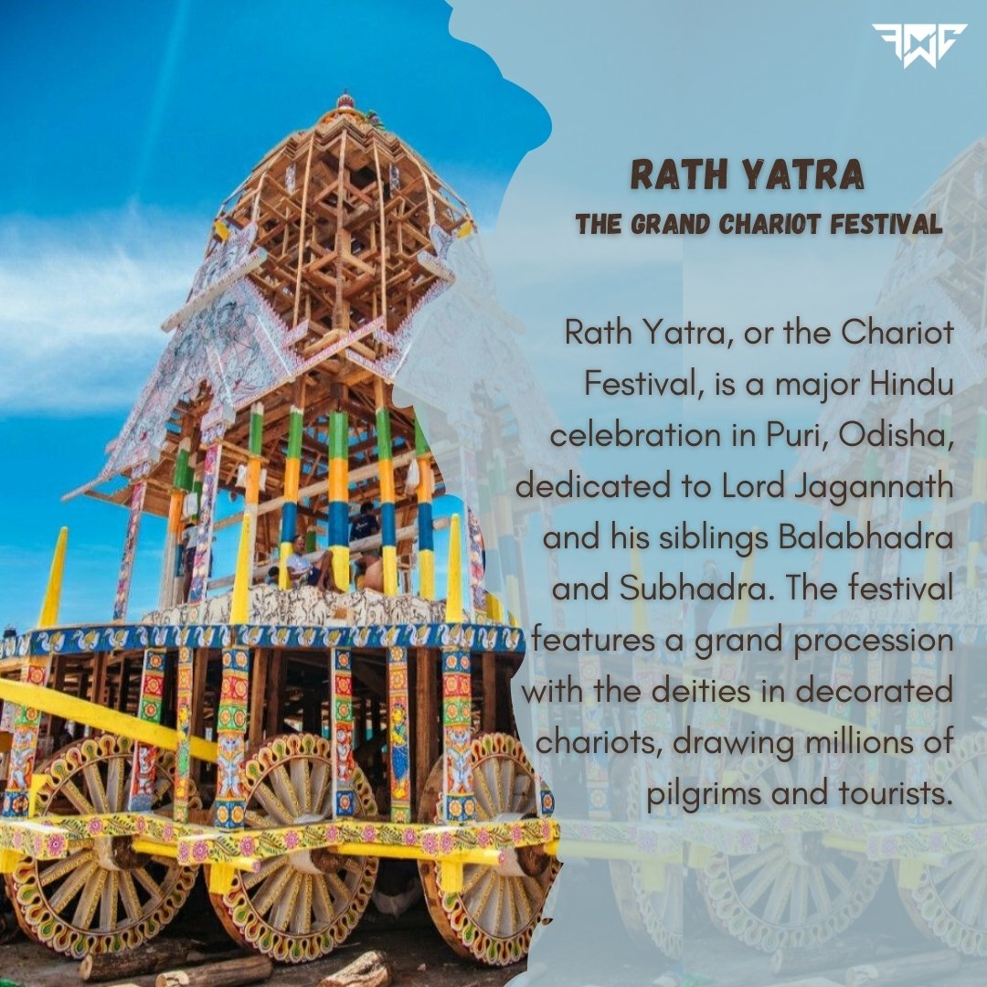 fmc_weekend's tweet photo. "Experience the divine journey with the Lord of the Universe!" 🕉️
Rath Yatra in Puri, Odisha celebrates Lord Jagannath's journey. Millions unite in devotion. 

Happy Rath Yatra from FMC Weekend! 🚩
Jai Jagannath 🙏✨️

IG:https://t.co/q7veGEKMCl

LIKE | SHARE | COMMENT✨️ https://t.co/RZQO9ahMLK