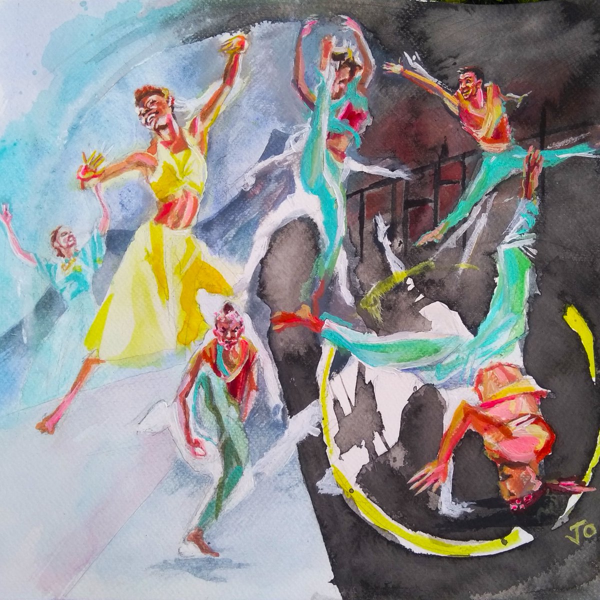 JoBradleypaint's tweet photo. Painting after watching 'Message in a Bottle' by Kate Prince and Zoonation (cinema) @kateprincezoonation #gavinvincent #nafisahbaba #lukasmcfarlane
#kayceerice
#deavionbrown #theofficialsting #annaholmström
@sadlers_wells
@zoonationuk
#sting #kateprince
@GWDanceWriter
#dancefilm https://t.co/wa00zIRkqY
