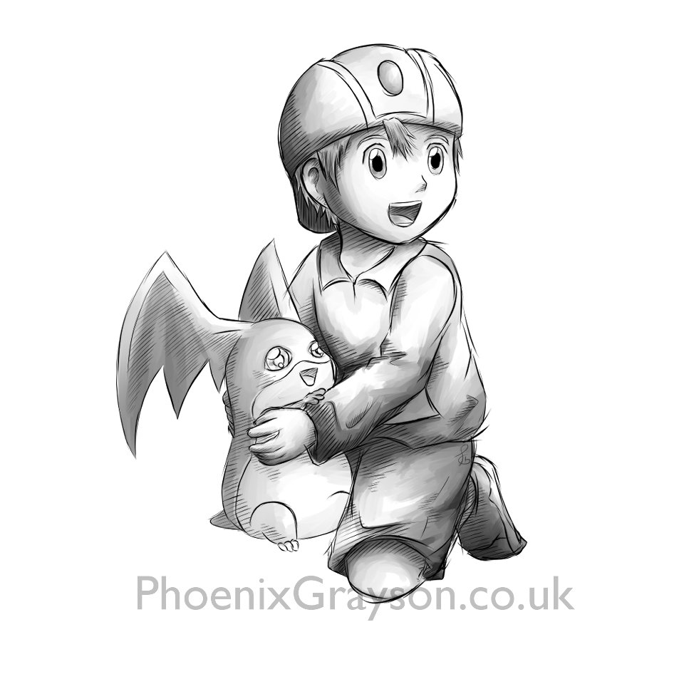 PhoenixGrayson3's tweet photo. Hi! It's been a little while but here's a new drawing! Swipe through to see the process steps

TK and Patamon from a childhood favourite - Digimon Adventure

Tried something new here with the colouring method and really like how it turned out :)

#illustration #fanart #digital https://t.co/zSkdOVovlB