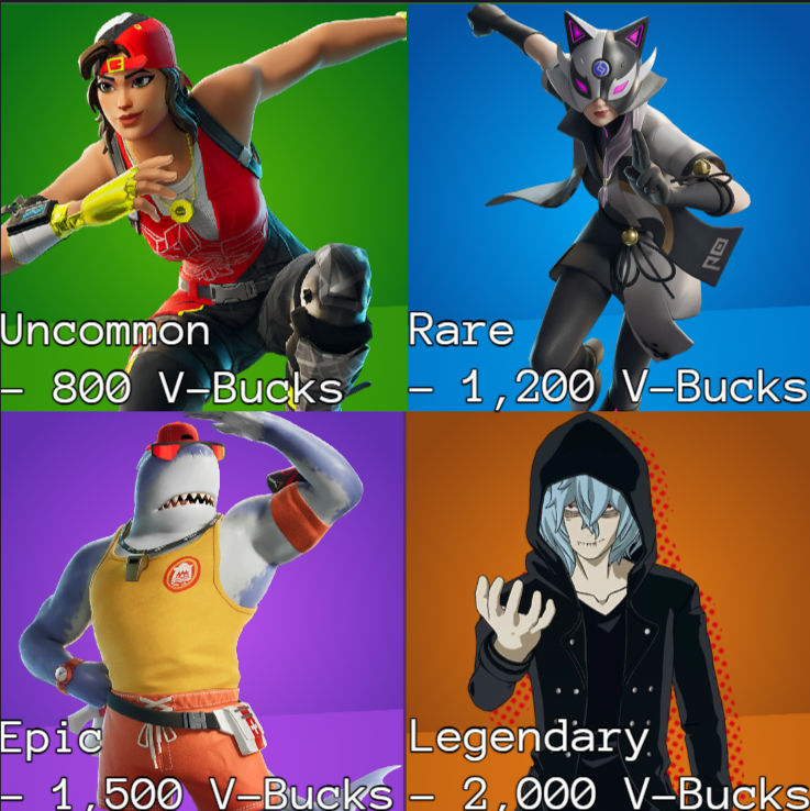ehebai's tweet photo. what if fortnite had cosmetic rarities? this could assist with pricing and more easily locating specific skins in your locker.
#FortniteConcept https://t.co/ROQsB5IdG4