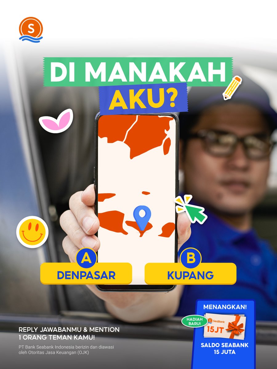 SeaBankID's tweet photo. 🗺️DI MANAKAH AKU?🗺️

Yuk, menangkan KESEMPATAN TERBARU bawa pulang SALDO 15 JUTA dengan cara FOLLOW @SEABANKID dan jawab pertanyaan ini!😆

REPLY (A/B) &amp; MENTION 1 ORANG TEMAN KAMU ya 🥳! https://t.co/DZTR4gM5CX