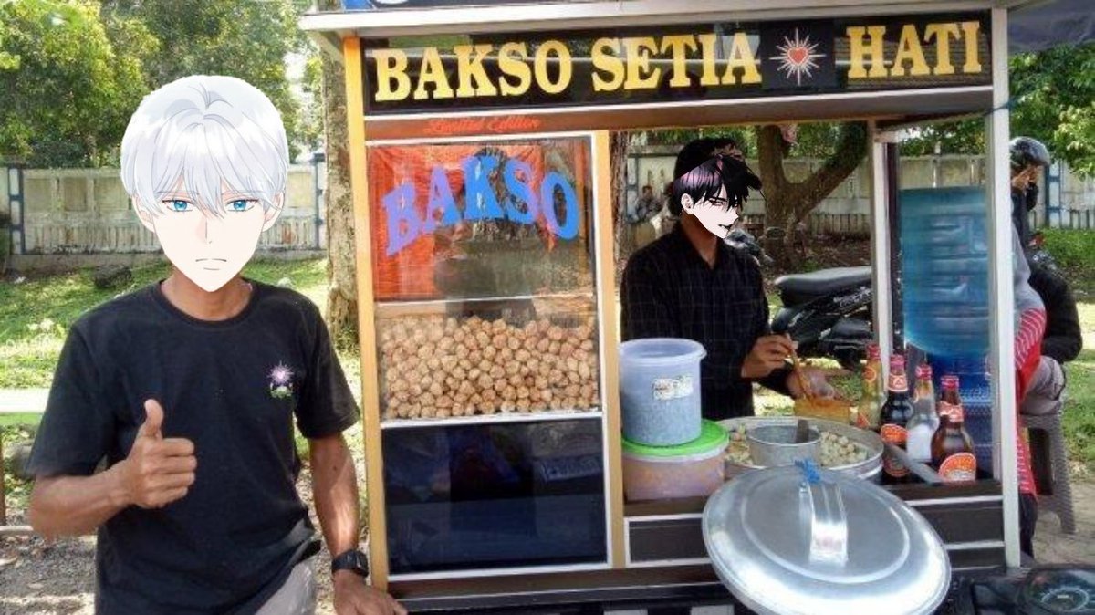 kaetharsis's tweet image. Ditengah-tengah peperangan, tiba-tiba terdengar suara batok kayu dipukul dan—

TADAAAAA

BAKSO SETIA HATI MILIK ASHER SUDAH DIBUKA!!! BAGI KALIAN YANG LAPAR DITENGAH PEPERANGAN, SILAHKAN MAMPIR!!! SEPORSI HANYA 20 GALLELONS!