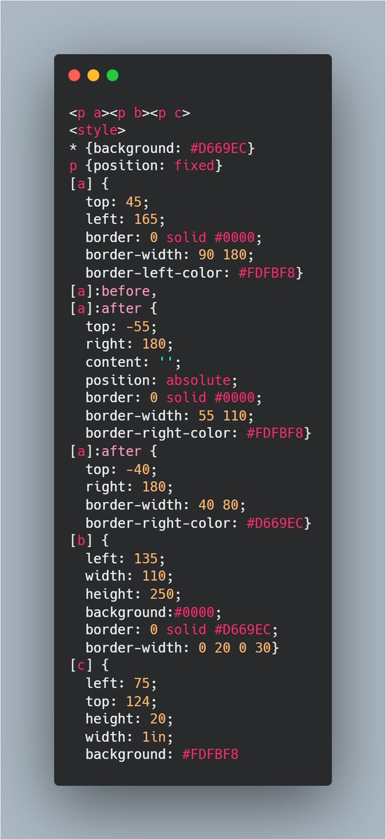 pointerToPixel's tweet image. day 189                                                                               

CSS battle #189- Triangle Hook    

#100DaysOfCode #CSS #CSSBattleChallenge