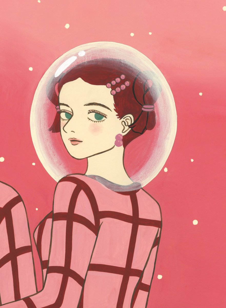 「ピンクはあんまり使わない色だけどピンクの絵描くと大好きな絵になる!かわい〜この絵」|谷小夏のイラスト