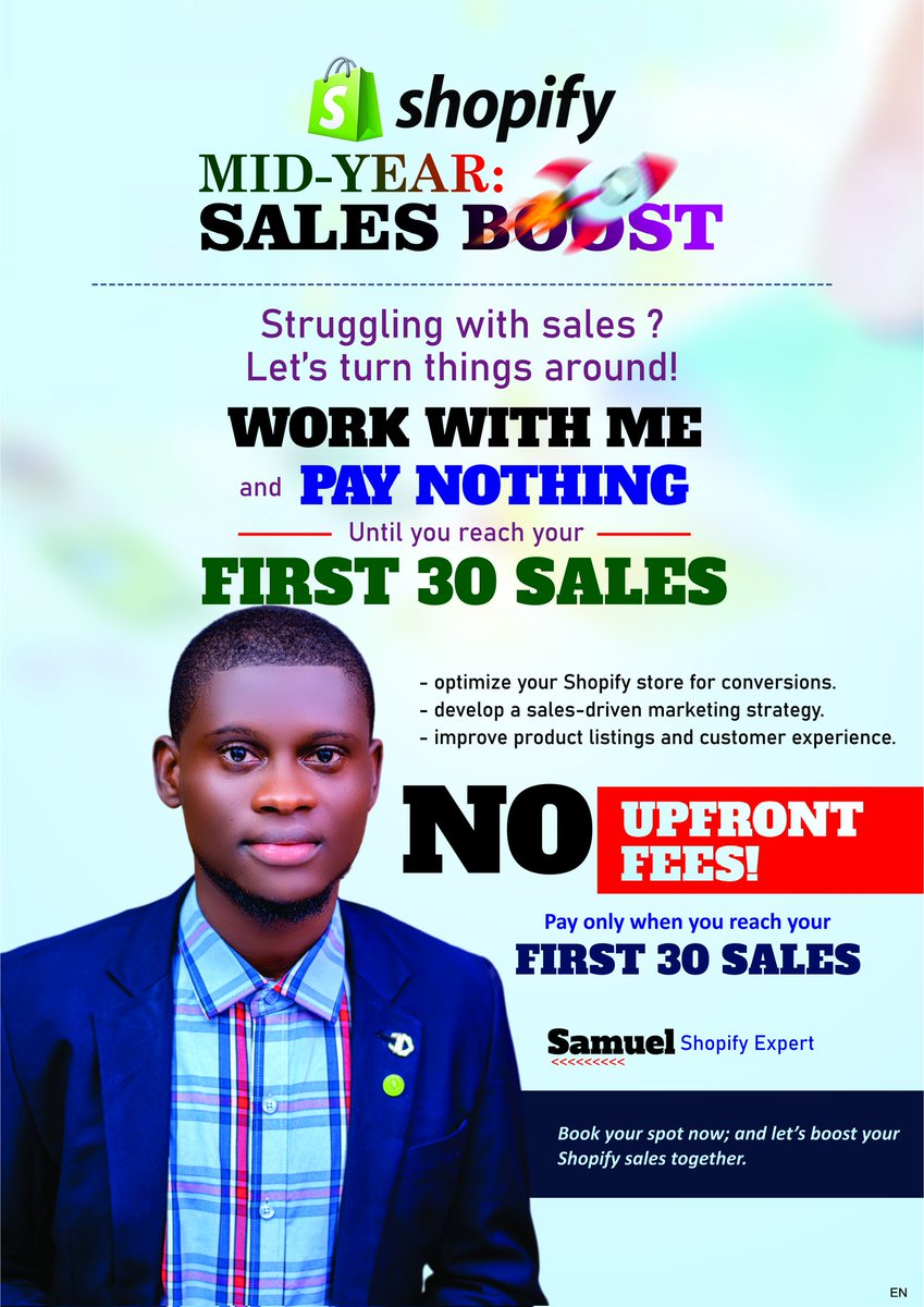 SamuelTest47378's tweet photo. Hello fellas! I'm Samuel, Shopify expert. Wanna boost your sales? I'll optimize your store and guarantee results - no fee till you hit 30 sales/$3,000! Interested? Reply "START" or Whatsapp +1 (504) 358-7444. Let's grow your sales!

#online #onlineshopping #ecommerce #Shopify https://t.co/VvfBF6GXOP