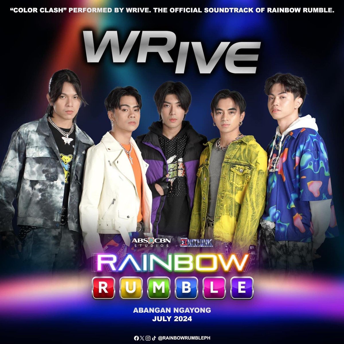 THEY HAVE FINALLY ARRIVED.

Abangan ang 'Color Clash,' the official soundtrack of ABS-CBN's most colorful game show, performed by the newest P-pop group, Wrive.

#RainbowRumble, hosted by Luis Manzano, ngayong July 2024 na! 🌈💪🏼