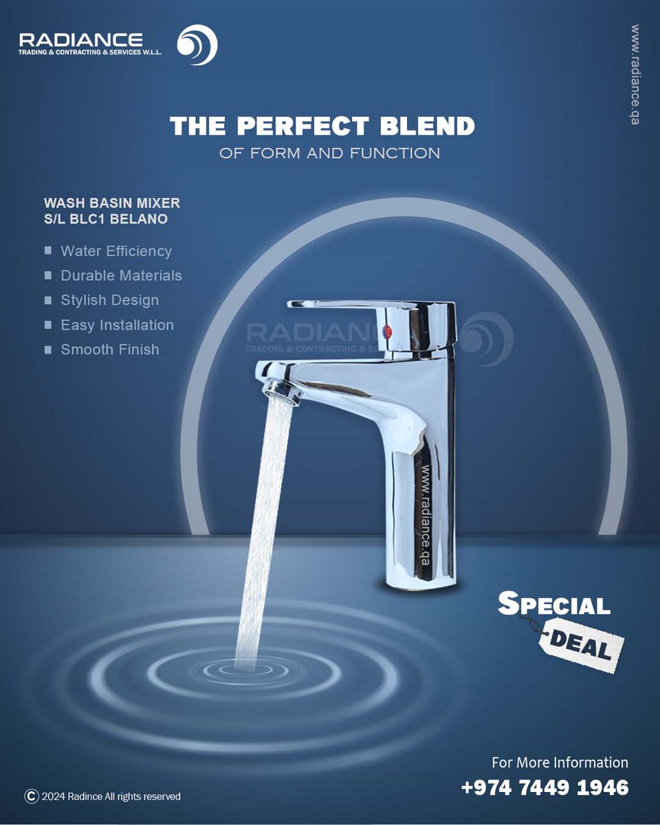 Radiance Qatar Introducing our sleek and innovative wash basin mixer the perfect fusion of style and functionality for your modern bathroom. Designed to elevate your everyday washing experience with its smooth operation and contemporary aesthetic.