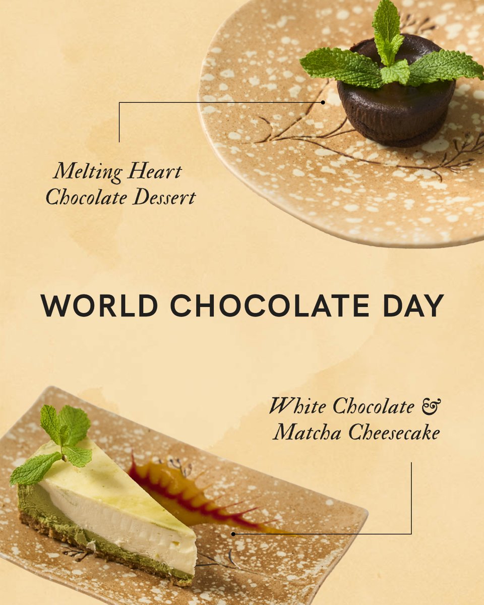 It’s #WorldChocolateDay and we have not one but two chocolate desserts to dig into!

Choose between our Melting Heart Chocolate Dessert and White Chocolate &amp; Matcha Cheesecake, or… get both, we won’t judge! 

Double the chocolate, double the yum!