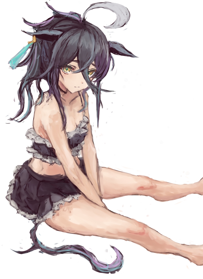 マンハッタンカフェ(ウマ娘) 「#ポニーテールの日水着カフェ「その…似合ってるでしょうか?」 」|柳のイラスト