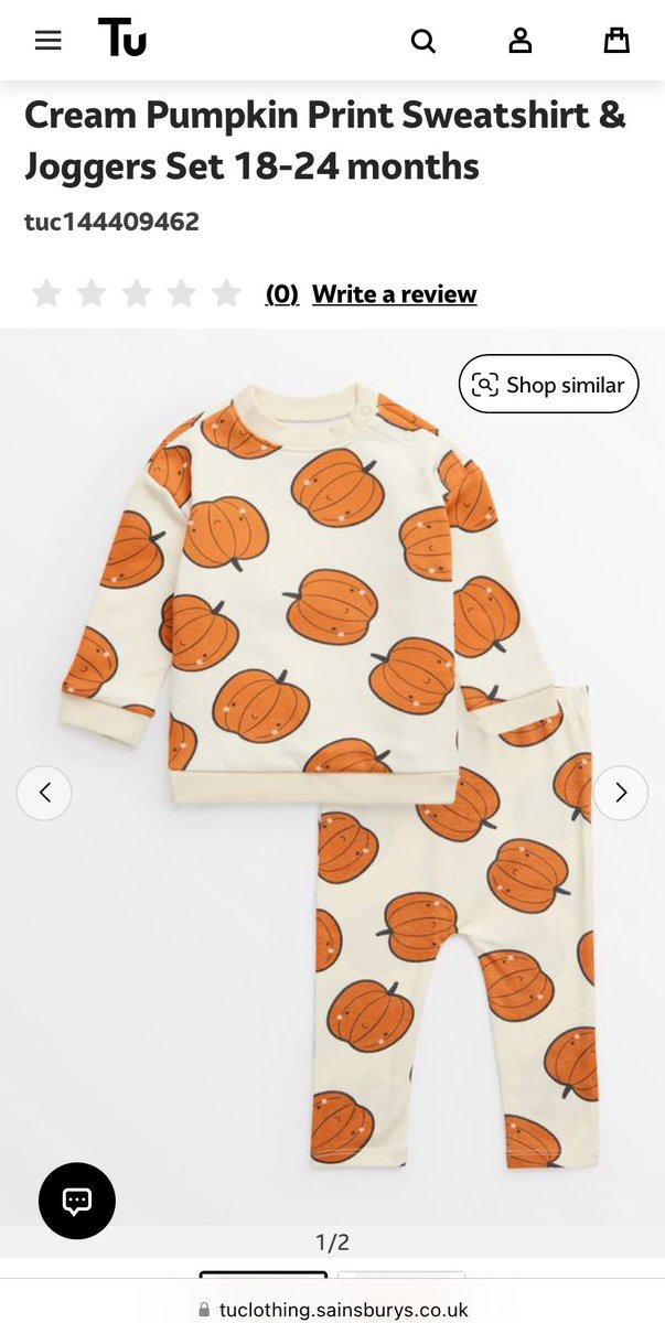 BakingAndTravel's tweet photo. @tu_clothing a polite request, some parents of pre-school children would rather buy this rather than Halloween costumes. 
Any chance we can have a larger range of sizes? 
#Halloween2024 #HalloweenDoesNotMeanScaryTat https://t.co/Y9pRmNGcjE
