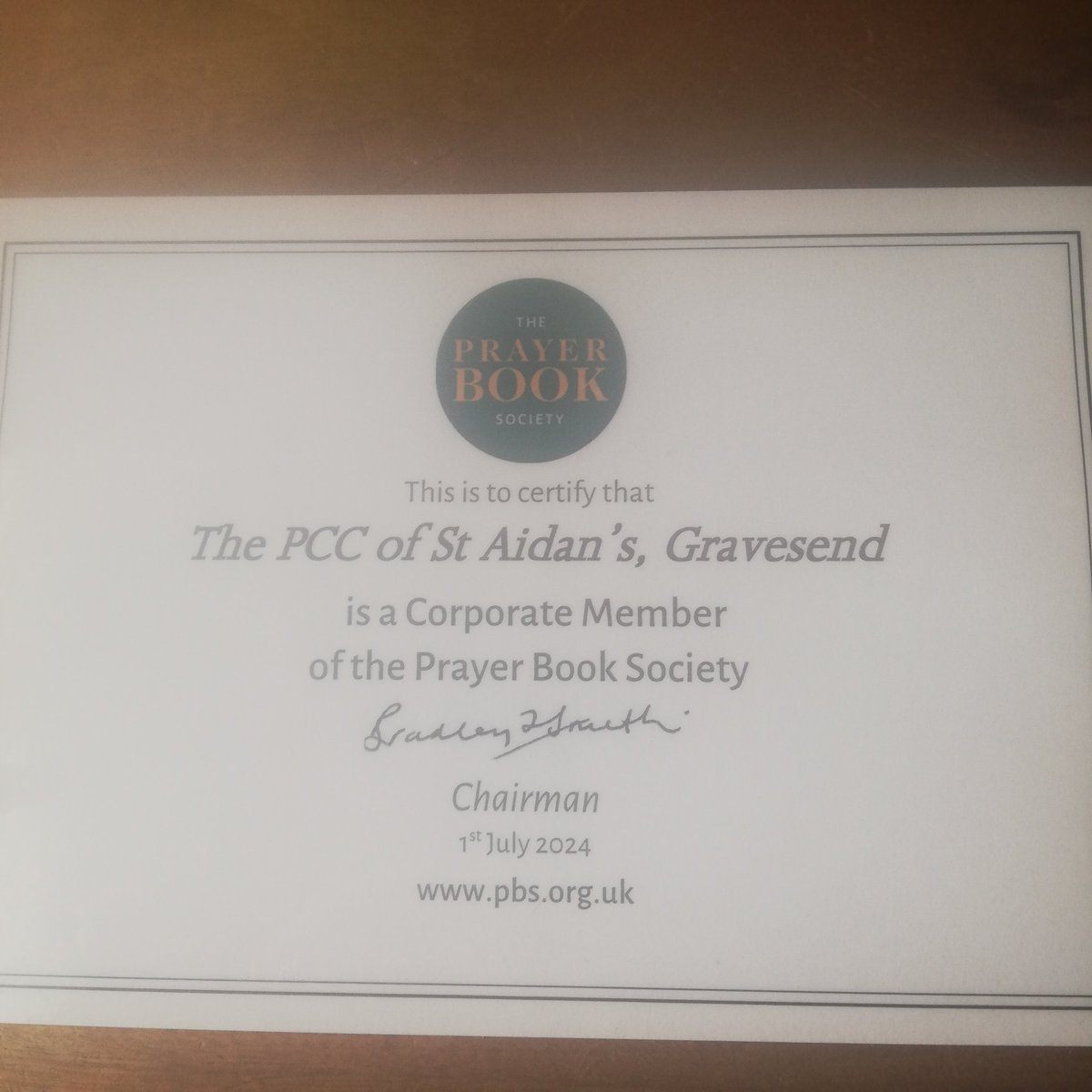 Great to receive our Corporate Membership of the Prayer Book Society! We use the BCP weekly for Compline, monthly for Holy Communion and at other occasions. <a href="/SeeOfRochester/">@SeeOfRochester</a> <a href="/prayerbook_soc/">The Prayer Book Society</a>