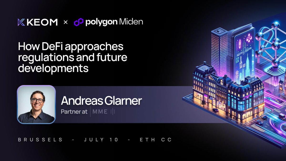 🪁 We are thrilled to announce that Dr. Andreas Glarner, Legal partner at <a href="/MME_Switzerland/">MME</a> will be a panelist at the exclusive <a href="/ethcc/">EthCC - Ethereum Community Conference</a> event hosted by Keom and <a href="/0xpolygon/">Polygon</a> Miden.

📌 Topic of discussion:
How DeFi approaches regulations and future developments  (where do we stand &amp;