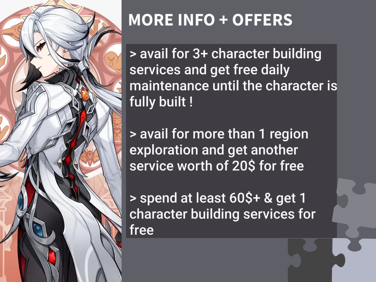 vodyatsar's tweet photo. GENSHIN IMPACT PILOTING SERVICES SALE!

since natlan is only one version away, im giving off discount on my services with some exclusive offers ! 

DM or fill up the form in my bio if interested ^^ 
#genshinimpact #genshintwt #genshinpilot https://t.co/W4n96P0mm5