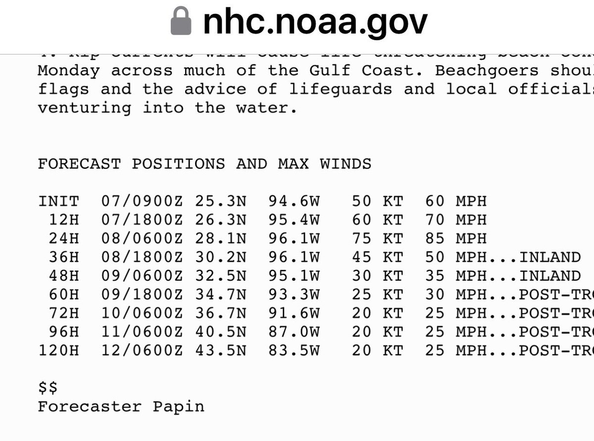 RogerESowell's tweet photo. Re #Beryl and #STNP nuclear reactors having a mandated shutdown as hurricane-force winds are predicted.
The 8 am EDT advisory from NHC for today shows 85 mph winds in 24 hours (see chart below, line 3 in the table). That exceeds the 73 mph limit; we can expect the STNP to shut down.
Or maybe not. Nuclear plants are infamous for bending the rules - always in their favor, we notice. Any penalties (seldom issued) are a mere slap on the wrist.
See “Truth About Nuclear Power” for 30 articles on documented failings of nuclear plants.