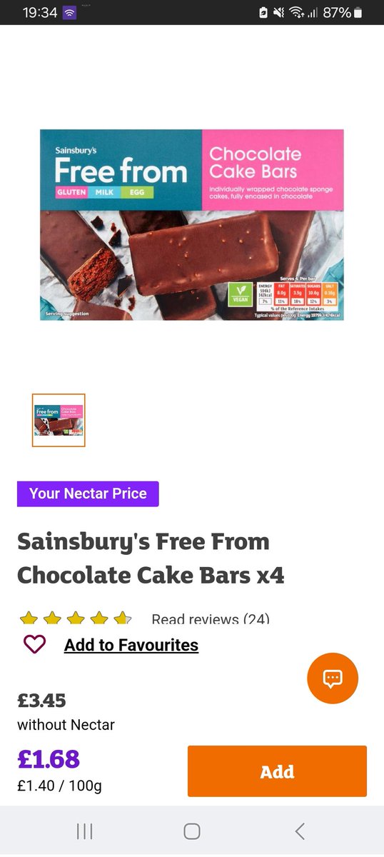 JeanetteCliffe's tweet photo. @sainsburys Hi . Why are some items on 'With Nectar Card' price offers online but not instore please? For example - Free From Cake Bars. I have noticed this with cooked ham too. https://t.co/5bzOYuP1BN