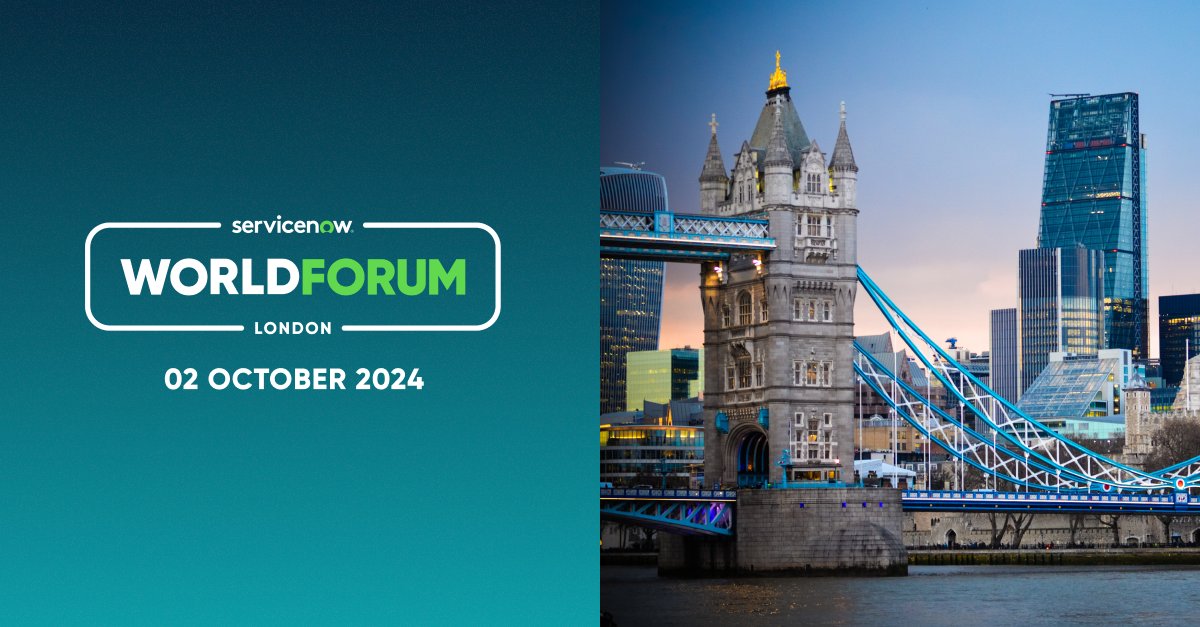vptl133's tweet photo. #ServiceNowWorldForum 2024 is coming to London! Join us for a free, one-day event full of inspiring sessions, hands-on demos, and more. Learn how ServiceNow puts AI to work for people—register today: https://t.co/oWVFOHqNVo https://t.co/tHio2BbJbY