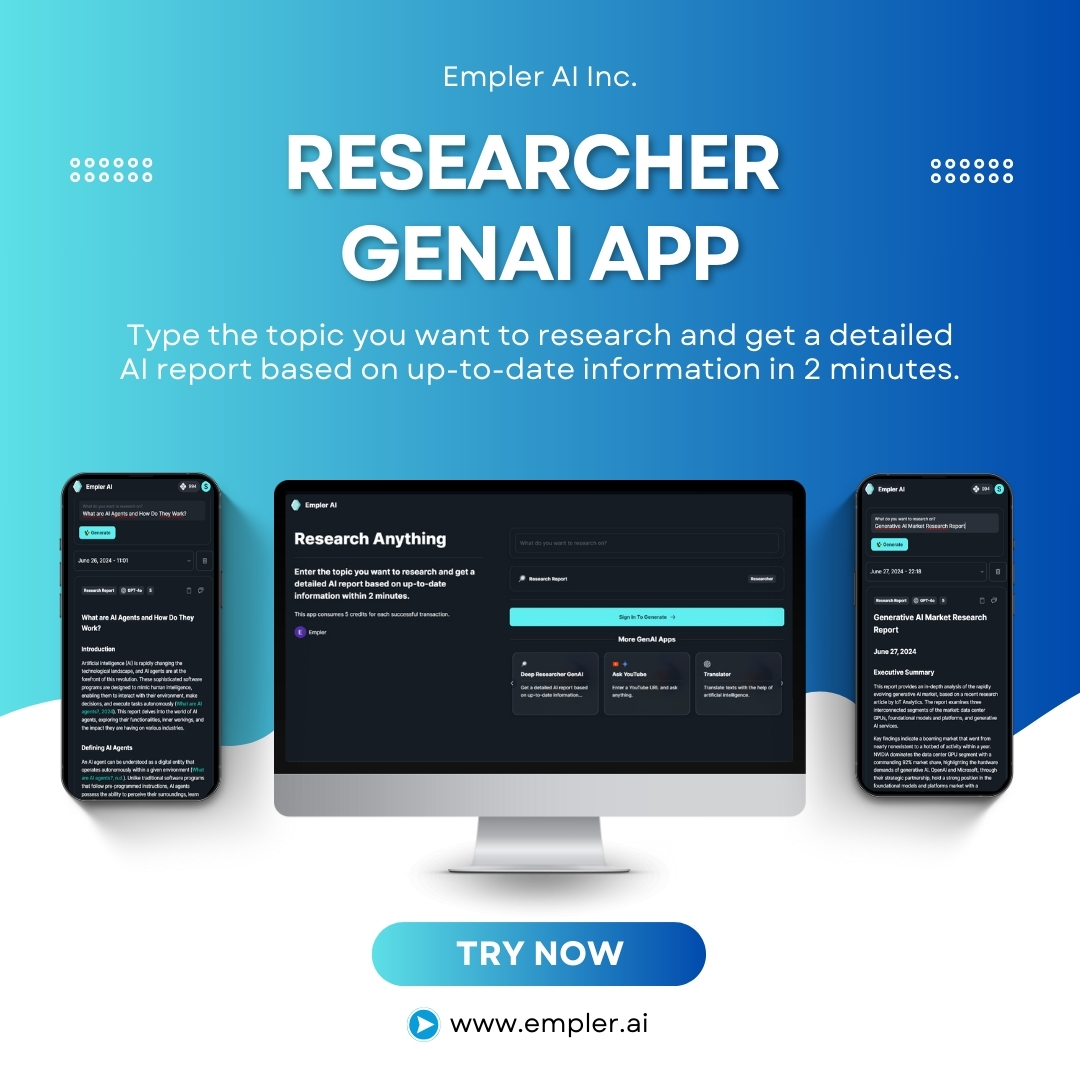emplerai's tweet photo. Research Everything Better with this GenAI App!

Try it Now: https://t.co/CE3szK4jLL

#research #web #websites #news #companies #information #tips #strategies #market #generativeai #genaiapp #emplerai https://t.co/Av7F1bKths