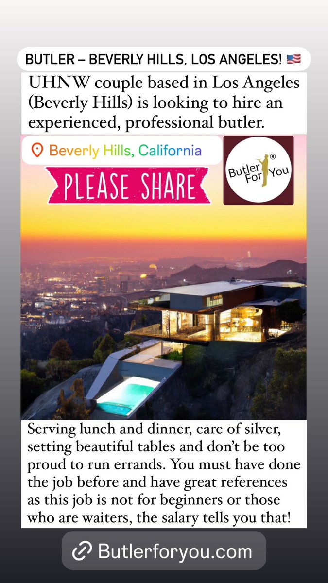 Butler_For_You's tweet image. 👉🏻 butlerforyou.com/incredible-opp… or call us on (USA) 917-730-4489
BUTLER FOR YOU®️ - We’re here to help! ⭐⭐⭐⭐⭐
#butler #estatemanager #housemanager #householdmanager #beverlyhills #losangeles #california #usa #householdstaff #householdstaffing #uhnwi #worldwide #butlerforyou