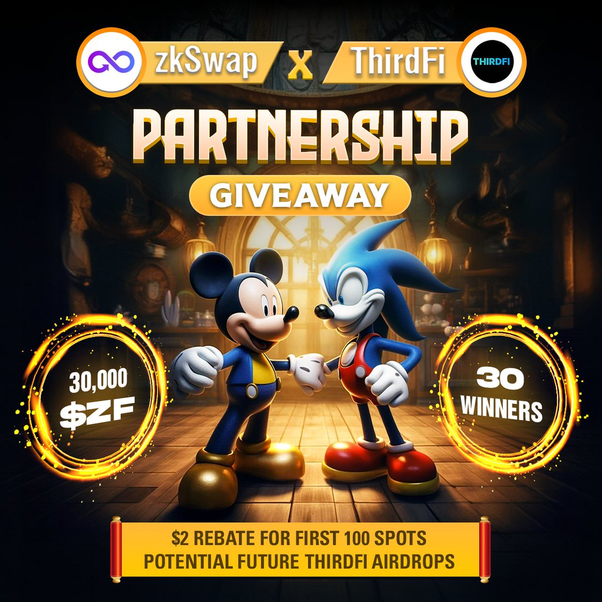 zkSwap_finance's tweet photo. zkSwap Finance 🤝 ThirdFi #giveaway

💰 30 lucky users share a 30,000 $ZF rewards pool, chosen randomly.
💰 Chance to earn future #ThirdFi airdrops & $USDT from the $10,000 USDT reward prize pool by #ThirdFi
💰 Receive a $2 rebate for the first 100 spots only for whom finish the ThirdFi tasks! (distributed by the ThirdFi team within 2 weeks)

✅ Like & RT this tweet
✅ Follow @thirdfiorg, @zkSwap_finance, and @longxfun
✅ Reply your wallet
✅ Head to the campaign: https://t.co/moWuTiuKxL
✅ Free Mint your ThirdFi ID
✅ Verify your swap to earn double points with the zkSwap Finance challenge if you've completed one swap on zkSwap Finance in 2024

📅 End: 11st July 2024