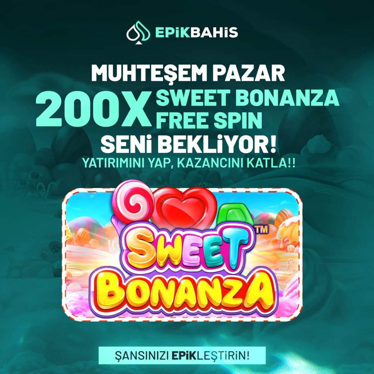😍EPİKBAHİSTE MUHTEŞEM PAZAR 

🎁 YATIRIMA EK PRAGMATIC PLAY - SWEET BONANZA FREE SPIN SENİ BEKLİYOR!  🎁

🅰️ 250₺ - 999₺ arası 2️⃣5️⃣ Free Spin - Spin Değeri 1₺ 
 
🅰️ 1000₺ - 2499₺ arası 5️⃣0️⃣  Free Spin - Spin Değeri 2₺ 
 💖2500₺ - 9999₺ arası  1️⃣0️⃣0️⃣ Free Spin - Spin