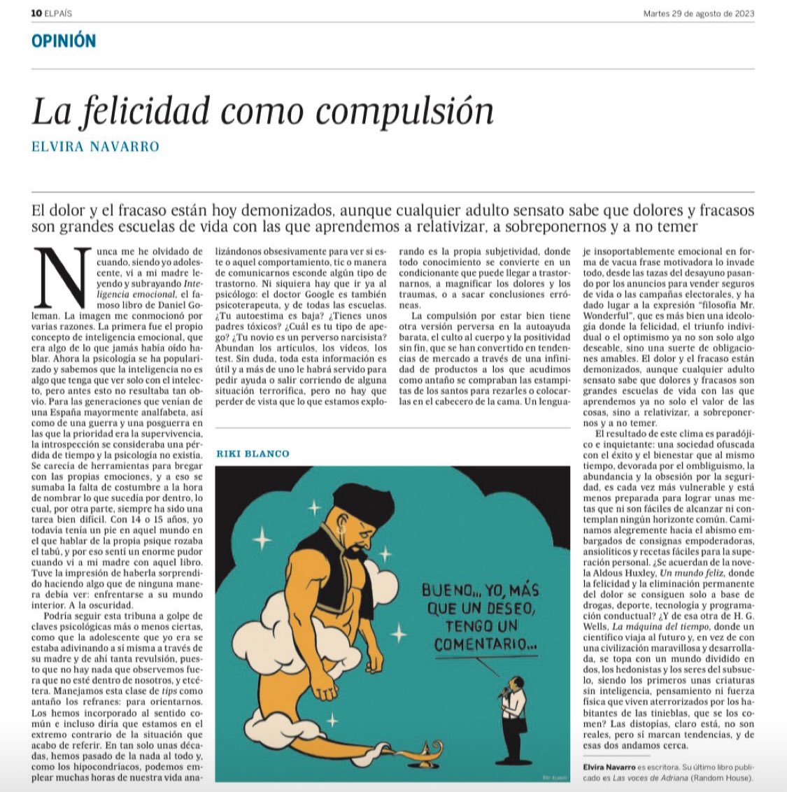Bárbara Malda (@barbaramalda) on Twitter photo «El dolor y el fracaso están demonizados, aunque cualquier adulto sensato sabe que dolores y fracasos son grandes escuelas de vida con las que aprendemos ya no solo el valor de las cosas, sino a relativizar, a sobreponernos y a no temer». Un artículo fenomenal de <a href="/ElviraNavarro/">Elvira Navarro</a> «El dolor y el fracaso están demonizados, aunque cualquier adulto sensato sabe que dolores y fracasos son grandes escuelas de vida con las que aprendemos ya no solo el valor de las cosas, sino a relativizar, a sobreponernos y a no temer». Un artículo fenomenal de <a href="/ElviraNavarro/">Elvira Navarro</a>