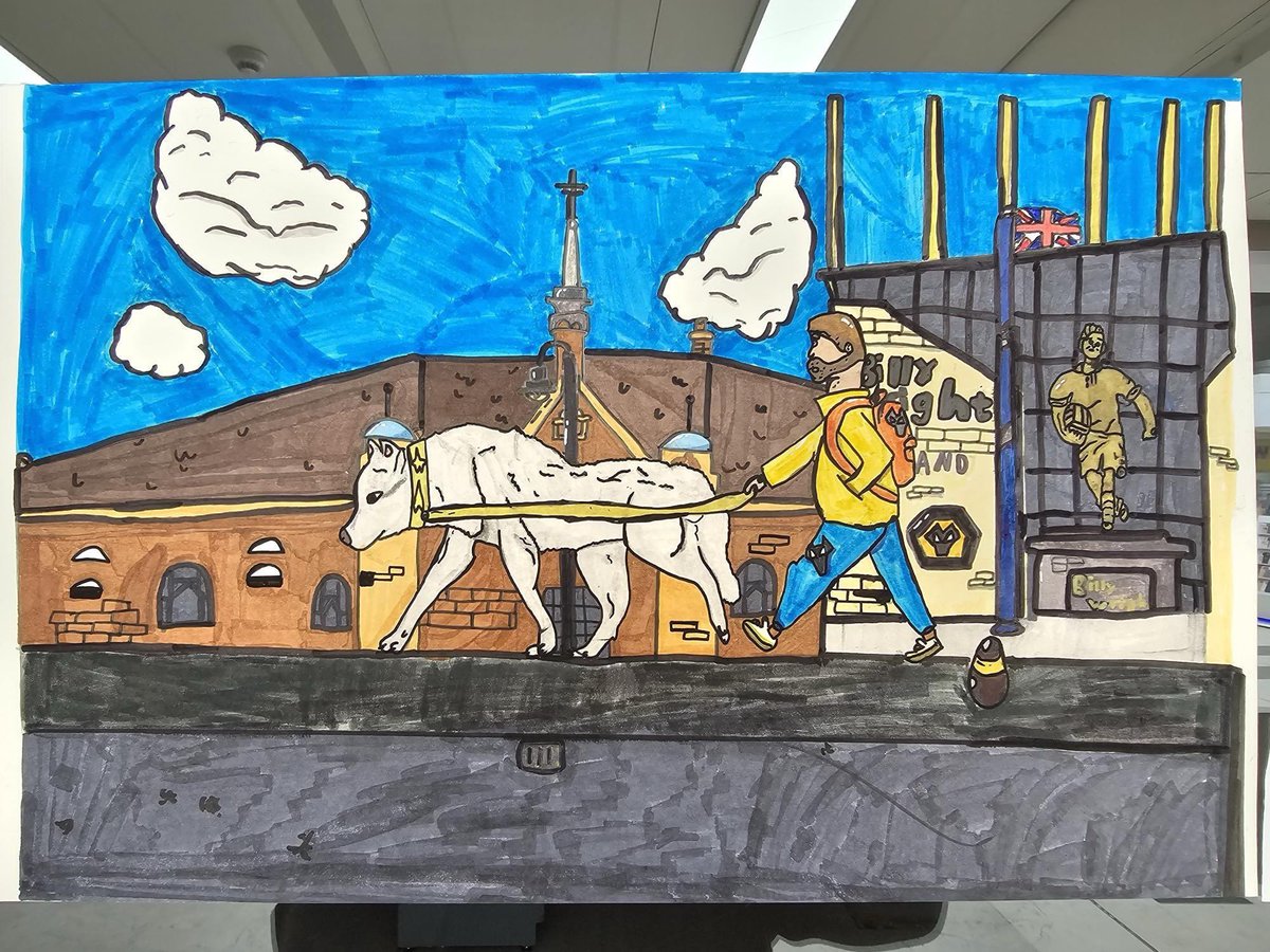 Amazing day today for this young man from Year 5. He has won the <a href="/WolvesCouncil/">Wolves Council</a> Walking with Wolves art festival and was presented with his prize by the one and only Steve Bull <a href="/Wolves/">Wolves</a> . Well done - we are very proud of you !!