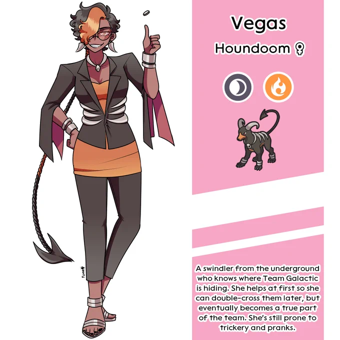 [#Pokemon / Pokemon BDSP] Part 2 of my gijinka of my Shining Pearl team (Magnezone, Gardevoir, Houndoom) + lore! 