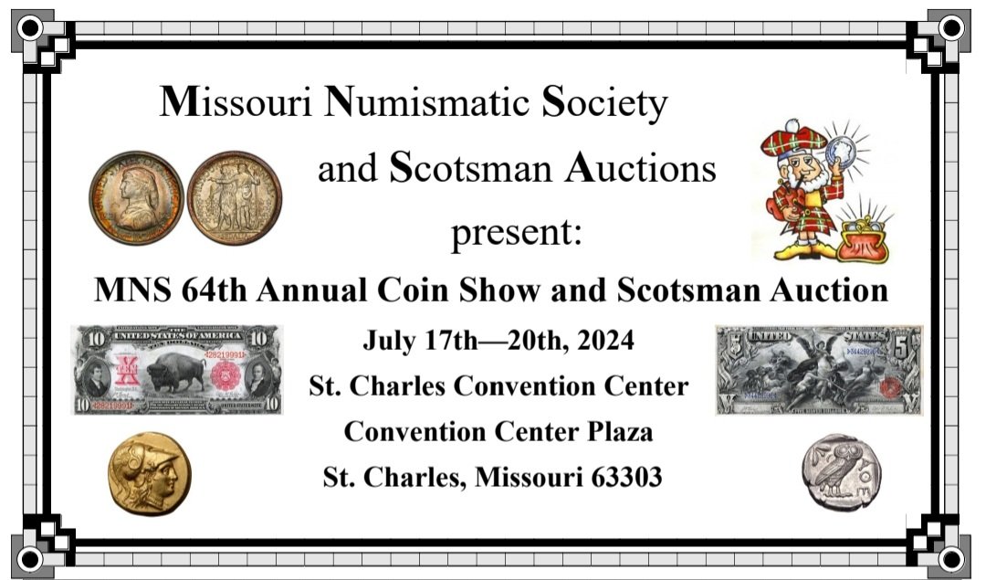 oldpapermoney's tweet image. See me in St. Louis! 

Booth #1302

Missouri Numismatic Society 
63rd Annual Coin Show
July 17th to 20th, 2024
St. Charles Convention Center 

missourinumismaticsociety.org

#money #coinshow #USA🇺🇸