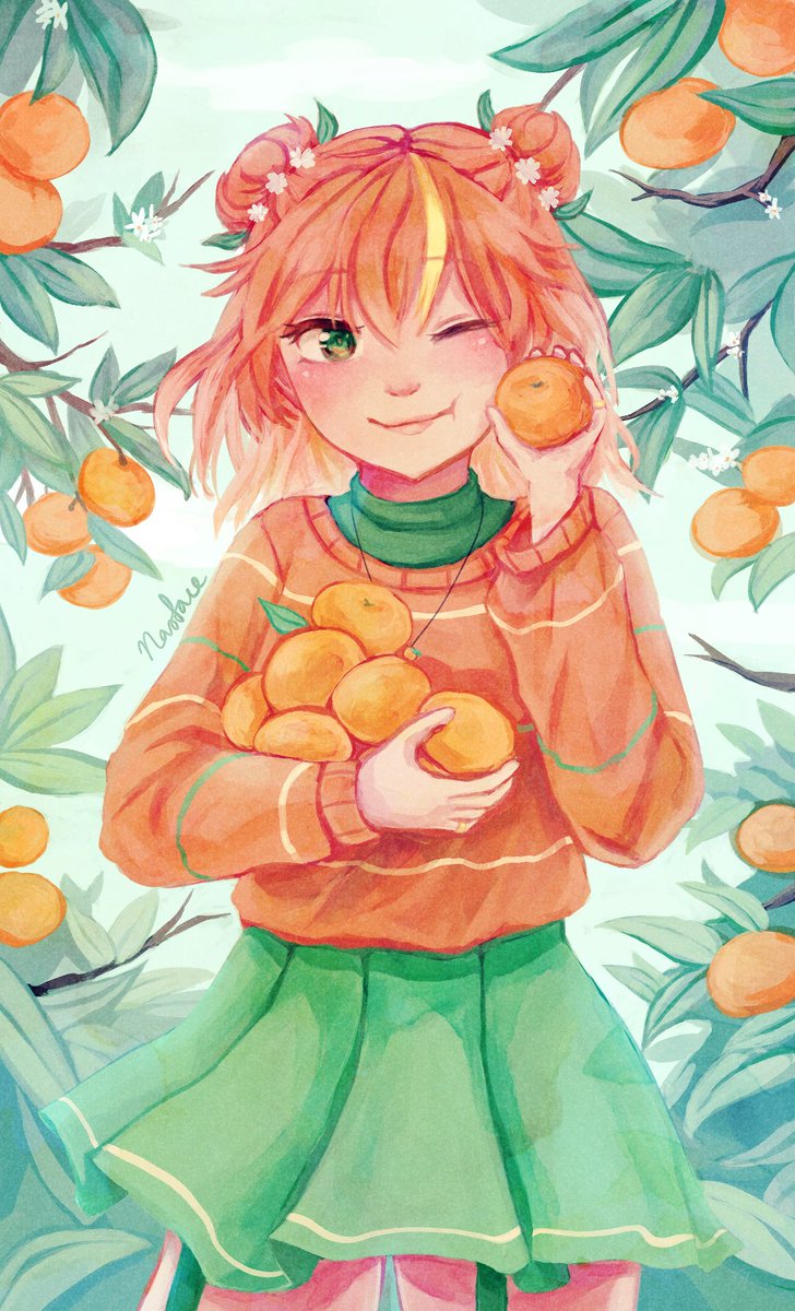 saatsumaa's tweet photo. sharing oranges! 🍊🍊🍊
art by: @naoface https://t.co/FNXVkG262I