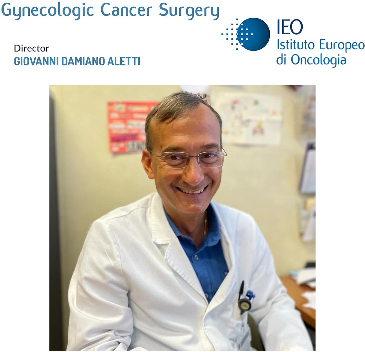 Giuseppe Caruso (@gcarusomd) on Twitter photo Congratulations and good luck to Prof. <a href="/giovanni_aletti/">Giovanni Aletti</a> for his new role as Director of the Division of Gynecologic Cancer Surgery at the <a href="/IEOufficiale/">IEO</a> 🇮🇹 So well deserved! It is a great honour to work with you! 💯
<a href="/GaSchivardi/">Gabriella Schivardi</a> <a href="/FMultinu/">Francesco Multinu</a> <a href="/LuigiDEvitis/">Luigi De Vitis</a> <a href="/IJGConline/">IJGC</a> <a href="/ESGO_society/">ESGO</a> Congratulations and good luck to Prof. <a href="/giovanni_aletti/">Giovanni Aletti</a> for his new role as Director of the Division of Gynecologic Cancer Surgery at the <a href="/IEOufficiale/">IEO</a> 🇮🇹 So well deserved! It is a great honour to work with you! 💯
<a href="/GaSchivardi/">Gabriella Schivardi</a> <a href="/FMultinu/">Francesco Multinu</a> <a href="/LuigiDEvitis/">Luigi De Vitis</a> <a href="/IJGConline/">IJGC</a> <a href="/ESGO_society/">ESGO</a>