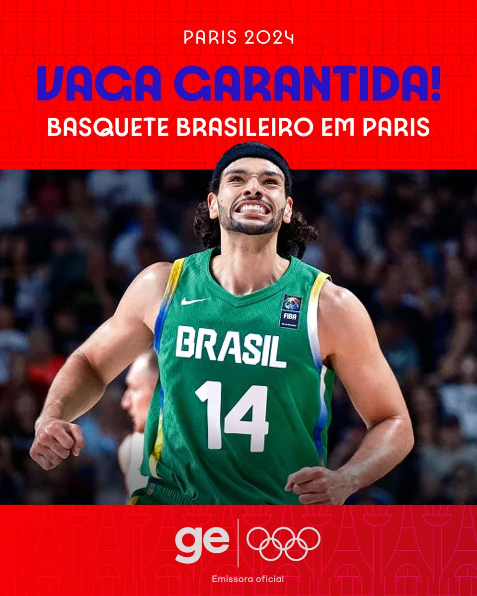 geglobo's tweet photo. VAGA CARIMBADA! PARIS, O BASQUETE BRASILEIRO TÁ CHEGANDOOOOOOO 🇧🇷🏀

Brasil vence a Letônia por 94 x 69 na final do Pré-Olímpico de Basquete e garante vaga nas Olimpíadas #OlimpíadasNoGe 

📷 FIBA