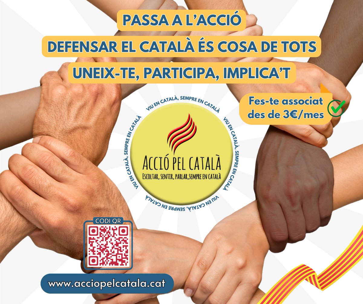 La llengua és el tresor i la columna vertebral de la nostra identitat. L'estem perdent , posa-hi el teu gra de sorra . La feina és fosca i de voltes no agraïda #AccióPelCatalà #SempreEnCatalà Uneix-t’ hi