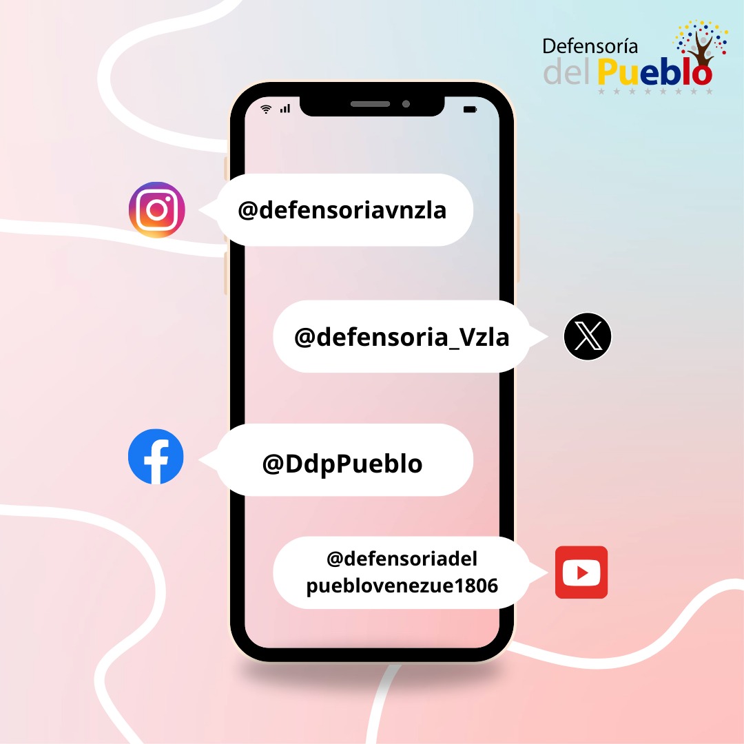 #RRSS conoce nuestras Redes Sociales y síguenos para que conozcas la labor de la Defensoría del Pueblo. <a href="/Defensoria_Vzla/">Defensor del Pueblo</a>