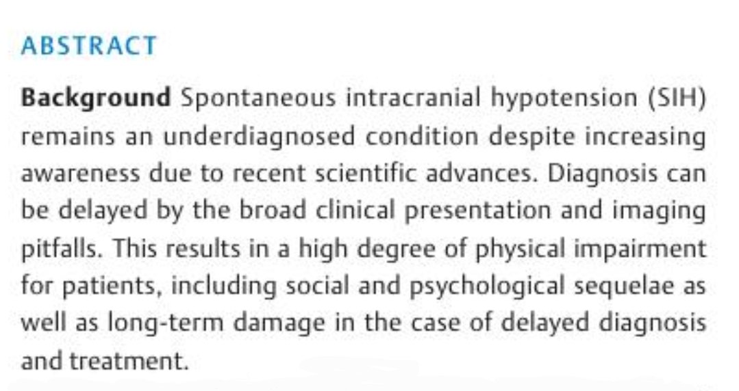 KerenLeah's tweet image. 🆕️💧Spontaneous intracranial hypotension – a spinal disease 🔗thieme-connect.de/products/ejour…

&apos;Spontaneous intracranial hypotension (SIH) remains an underdiagnosed condition despite increasing awareness due to recent scientific advances.&apos; 
✒️@ZanderCharlotte et al.
#SIH #spinalCSFleak