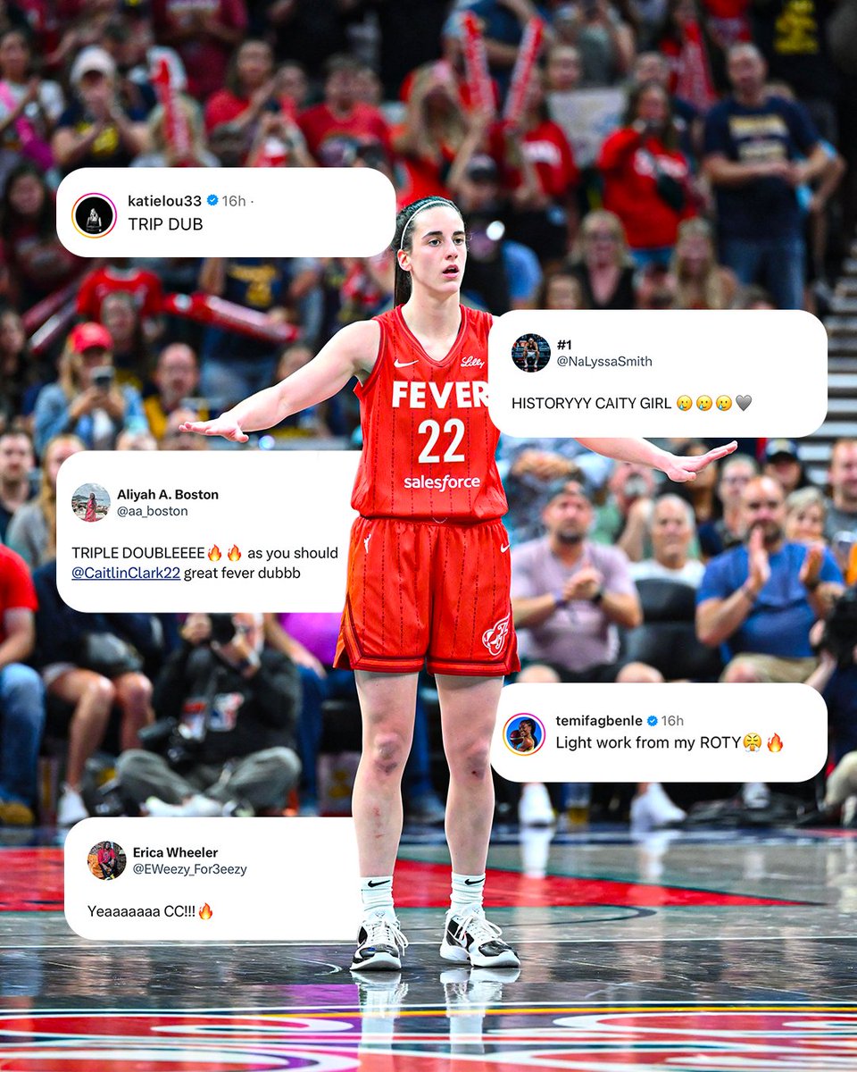 the team was hype for Caitlin Clark’s historic triple-double 👏