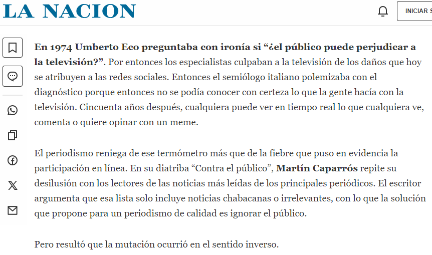 LadyAAmado's tweet photo. Especialistas y periodistas coinciden en desconfiar del criterio del público para elegir información. La política cree que debe protegerlo de los #medios y las #redes con regulación. Pero resultó que buena parte del público decidió prescindir de los medios. Ese es el problema. https://t.co/ifMNXjJXQa