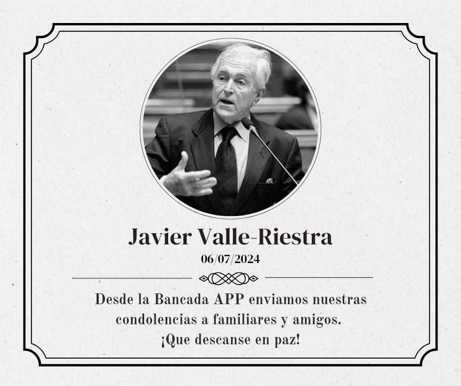 Con profundo pesar, lamentamos el fallecimiento de Javier Valle Riestra. Recordaremos su legado con gratitud y admiración. Nuestras más sinceras condolencias a su familia y amigos en este difícil momento.